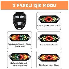 Kablosuz Kumandalı Bisiklet / Scooter LED Sinyal Lambası – USB Şarjlı