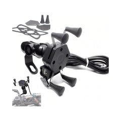 Şarjlı Telefon Tutucu Motosiklet USB Çıkışlı Ayna Bağlantılı