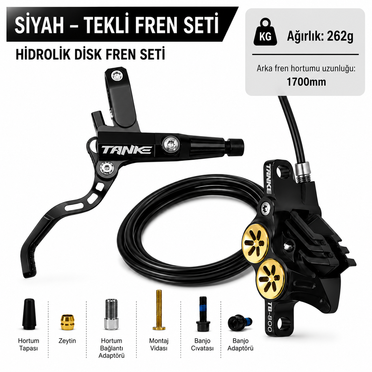 TANKE TB800 SİYAH 4 Pistonlu Hidrolik Disk Fren Seti (Tekli)