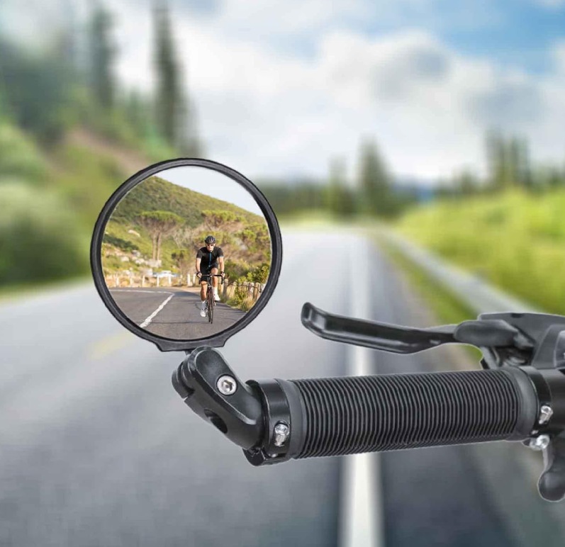 Yuvarlak Gidon İçi Uyumlu 360° Ayarlanabilir Tekli Bisiklet Dikiz Aynası – Siyah