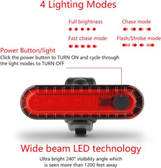Bisiklet 4 Modlu Su Geçirmez USB Şarj Led Scooter Çanta Arka Işık Lambası Işık Aydınlatma İkaz