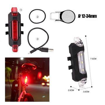 Bisiklet Işığı LED Stop Arka İkaz Işık Lamba USB Şarjlı 4 Mod