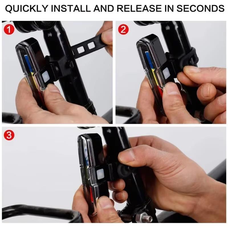 Bisiklet Led İkaz Uyarı Fener Mavi Kırmızı Beyaz Çakarlı USB Şarjlı Stop Lambası