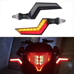 Motosiklet Sarı-Kırmızı Renk Çift Sinyal Ledi Takımı Kayar Drl Uyumlu Sinyal Işığı