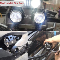 Motosiklet Sis Farı Cree U5 LED Mercekli Su Geçirmez 3 Mod Aydınlatma