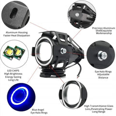 Motosiklet U7 Sis Farı Led Işık Uyumlu Mercekli Uzun Kısalı Çakarlı Model Elektrikli Scooter